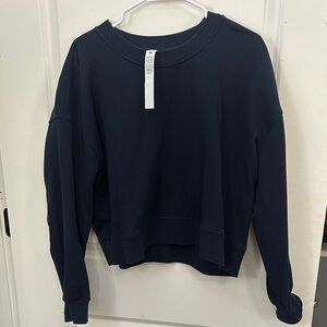 Lululemon Navy Blue Cropped Crewneck Sweatshirt